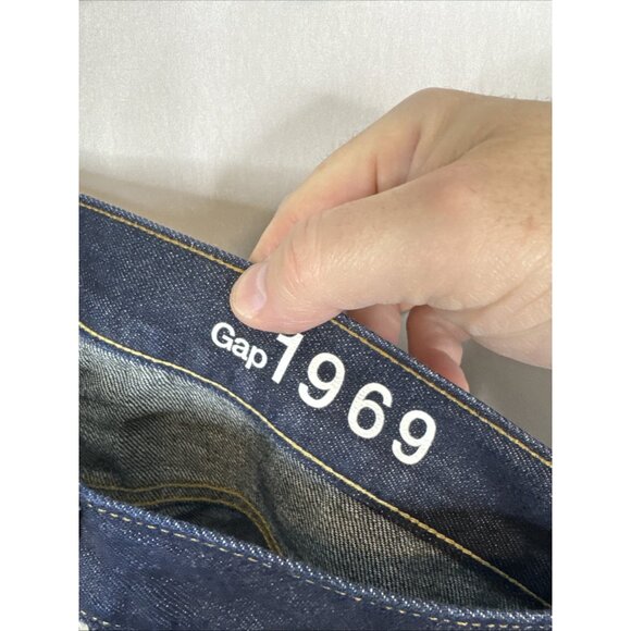 GAP 1969 Selvedge Jeans Mens 31x30 Original Fit Rinsed Selvage Dark Denim - Picture 6 of 9